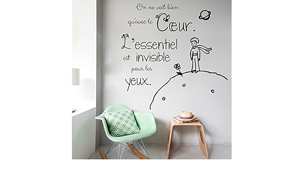 Vinyl Decal Little Prince Quote On Ne Voit Bien Qu Avec Le Coeur L Essentiel Est Invisible Pour Les Yeux Bedroom Nursery Living Room Home Decor Murals S78 Amazon Ca Tools Home Improvement