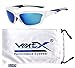 VertX Men's Polarized Sunglasses Sport Cycling Running Outdoor w/ free Microfiber Pouch – Clear Frosted & Blue Frame Blue Lens