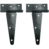 HLMOptimo Heavy Duty T Hinge, 2 pcs, 6 Inch, Black, Powder Coated, Carbon Steel