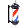 Barber Pole LED Light, Hair Salon Barber Shop Open Sign, Wall Mounted Rotating Red White Blue Spinning Strips Sign