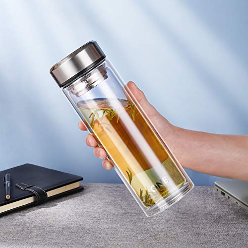 ONEISALL 34oz Large Tea Infuser Bottle Tea Tumbler with Filter Double
