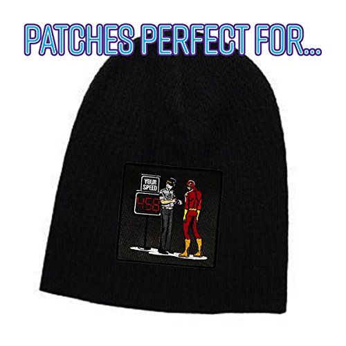 'Speed Trap' Funny Parody Super Hero Getting Speeding Ticket - Iron on Embroidered Patch Applique