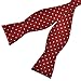 PenSee Mens Self Bow Tie Red and White Polka Dot Jacquard Woven Silk Bow Ties