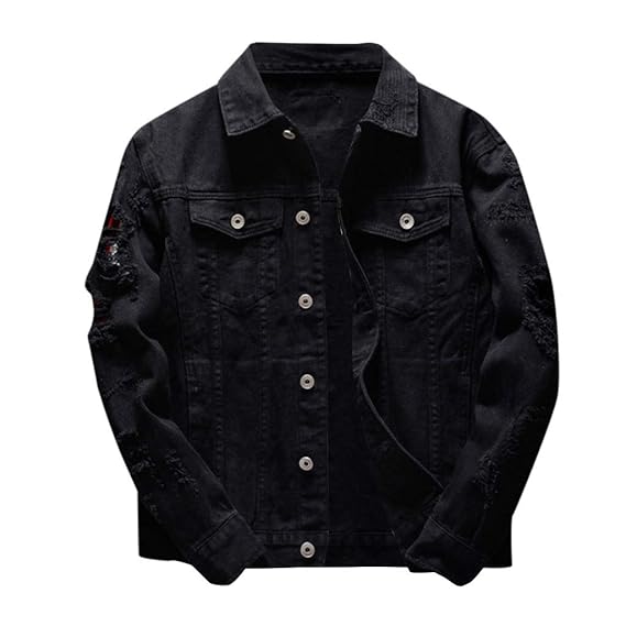 men solid denim jacket