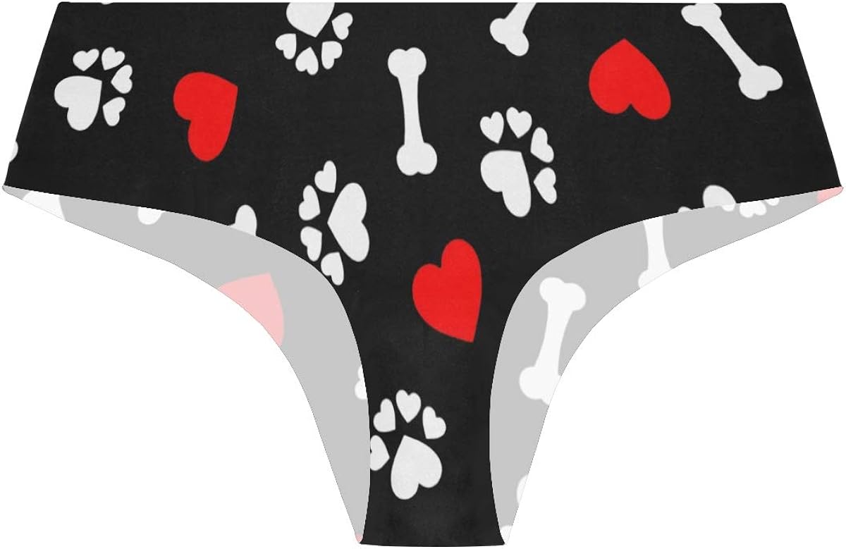 CHLBOJ Dog Paw Print with Bone Womens Bikini Panties Invisibles Hipster