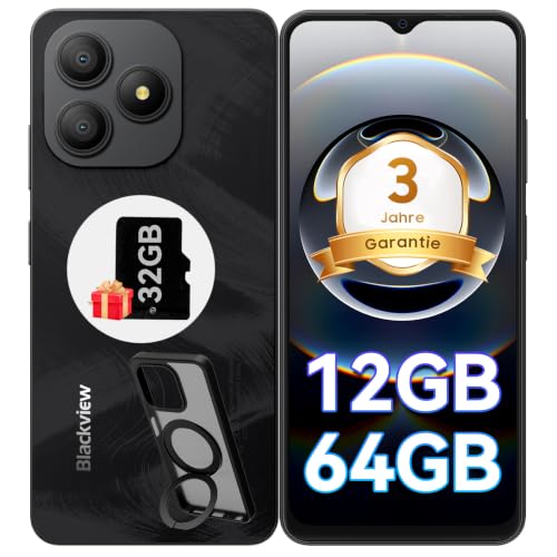 Blackview Wave 9C Handy Ohne Vertrag, 12GB+64GB/2TB TF Handy Günstig, 6.56" Android Smartphone, 13MP KI Kamera Simlockfreie Handys, 5000mAh, 4G Dual SIM/FM/IP54/GPS/3Jahre Garantie/OTG mit 1 TF