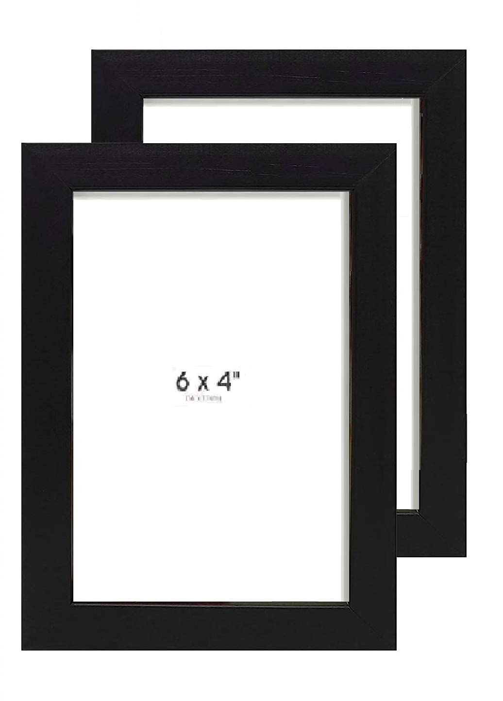 2 Pack Picture Photo Frames, 6x4, Desktop, Portrait and Landscape, Glass Pane, Wall Mount Compatible, by Zen Creations