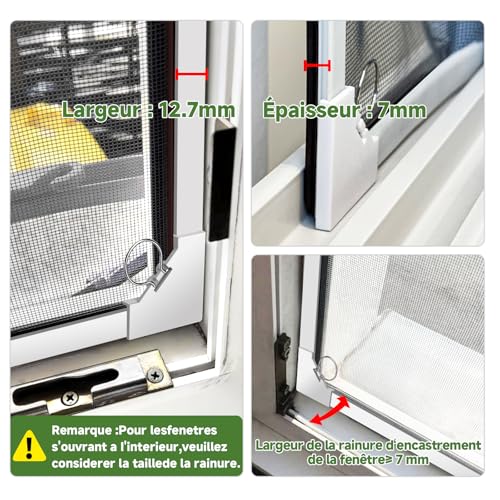 MLEJU Magnetic Window Mosquito Net, Mosquito Net up to 120 x 130 cm, Adjustable Size with Detachable Frame, Fiberglass Mosquito Net Simple Assembly, No Drilling or Screwing