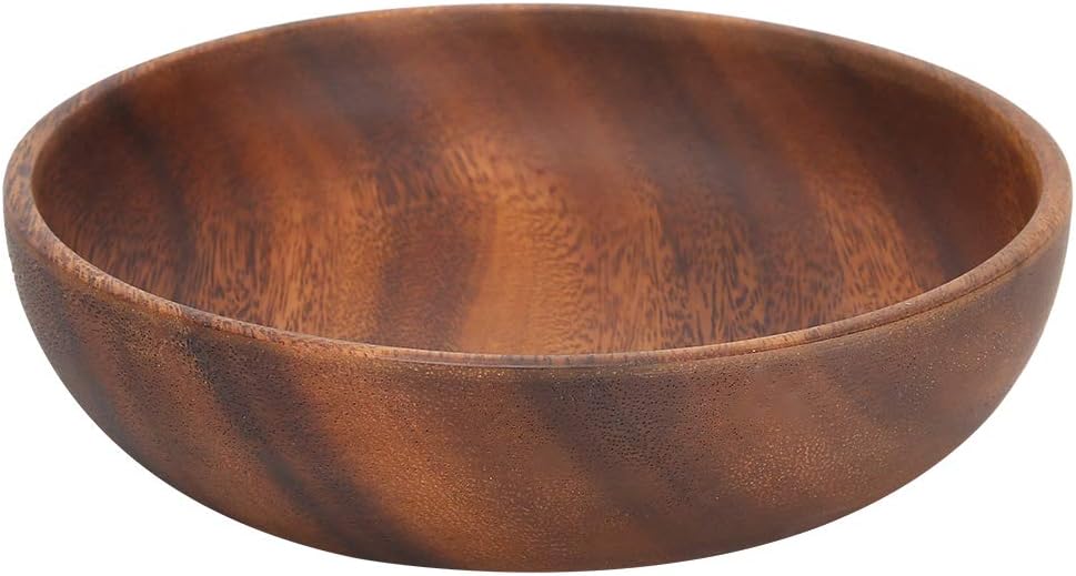 Wooden Soup Bowl, Salad Bowl Food Serving Bowl for Food Fruit Mixing Bowls(12x3.5cm)
