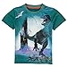 Coralup Kids Lifelike Print Dinosaur Short Sleeve T-Shirts Tops H4303(3/4Y, Green)