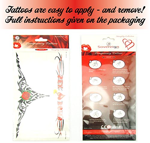 8 Extra Large Sexy Naughty Temporary Tattoos for Women Ladies - Adult Fun for Lower Back Legs Arms Stomach - Thumbnail 2