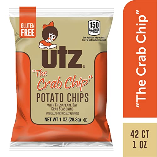 Utz Crab Crispy Fresh Potato Chips, 42 Count, Perfect for Vending Machines, Individual Snacks to
