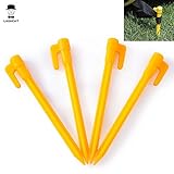 Outdoor Stakes with an Anchor for Outdoor Blankets and Tents - Durable Plastic, Safety Yellow (5.8