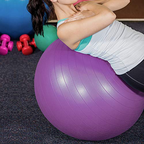 BST POWER Exercise Ball, 45-85cm Extra Thick Yoga Ball Chair, Anti-Burst Heavy Duty Gym Ball Stability Ball Birthing Ball with Quick Pump (Purple, 65 cm)