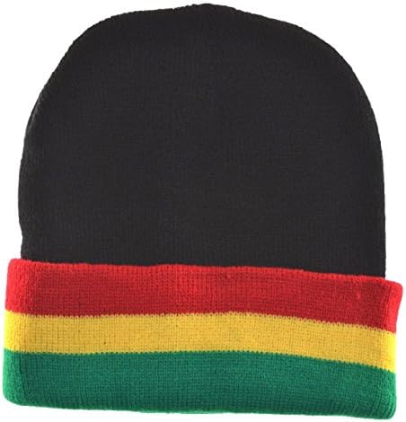 MS Rasta Cuffed Beanie Black Red Yellow Green