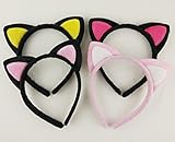 Hixixi 4pcs/pack Girls Fluffy Cat Ear Metal Headband for Fancy Dress Party (4pcs different color)