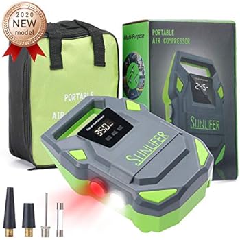 SUNLIFER Car Air Compressor Tire Inflator,12V Auto Tire Pump, Portable Digital Air Compressor for Car, Motorcycle, Bike and Other - New Upgraded