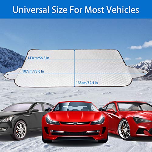 GAMURRY Windshield Cover Set for Ice and Snow for Car, Car Windshield Snow Cover Ice Removal Sun Shade for Winter Protection with Separate Rearview Mirror Cover for Most Cars, Trucks, SUVs, MPVs