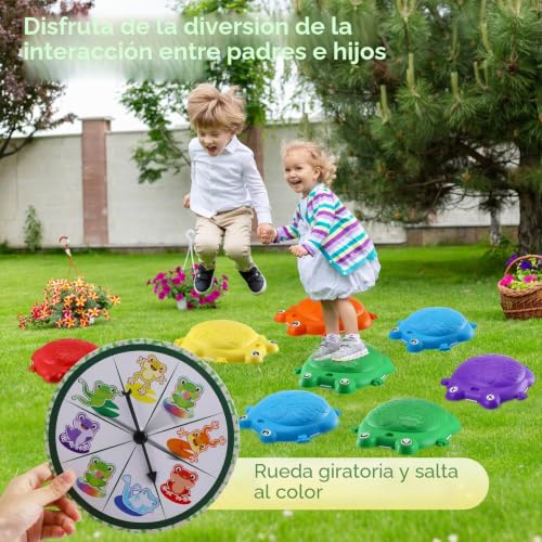 Jradse Frog March Stones for Children, 8 Pieces of Non-Slip Sensory Calculations, Indoor/Outdoor Motor Set 3-8 Years, Develops Motor Skills, Supports 120 kg