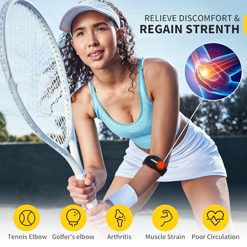 CAMBIVO 2 Pieces Adjustable Epicondylitis Elbow Brace Epicondylitis Elbow Brace Epicondylitis Band with EVA Pad for Tennis Elbow, Relieve Tendonitis and Arthritis, Fitness