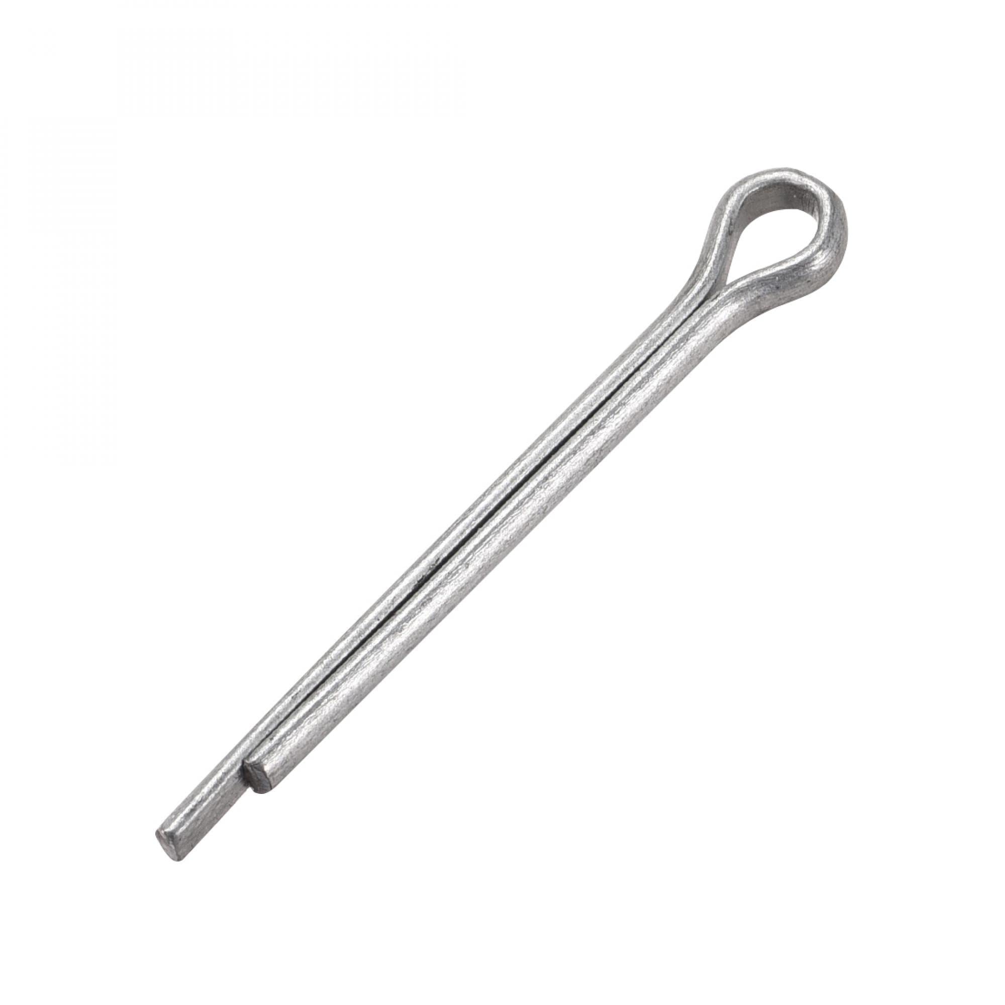 sourcing map Split Cotter Pin - 5/32 inch x 1 37/64 inch (4mm x 40mm) Carbon Steel 2-Prongs Silver Tone Fastener Clip Key 50Pcs