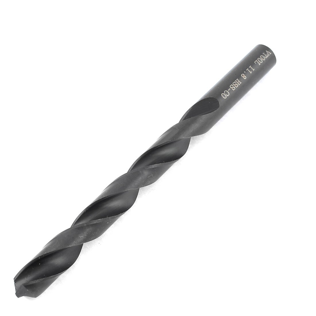 sourcing map HSS-CO 11.8mm Dia 2 Flutes Cutting Round Straight Shank Twist Drill Bit Black