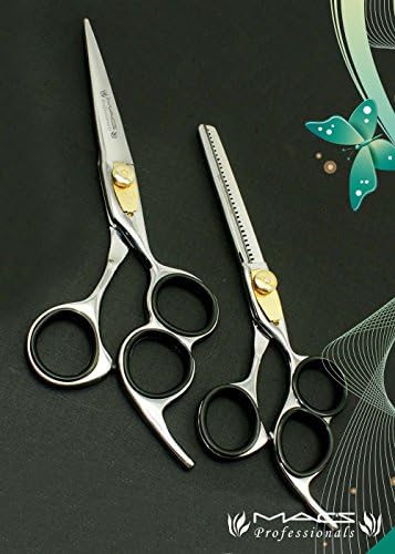 Professional 3 Finger Ring Barber Scissor Razor Edge Hair Cutting Scissors 6.5" and Texturizing /Thinning Shears 6.5" Scissors Set with Free Black Leather Case-14320