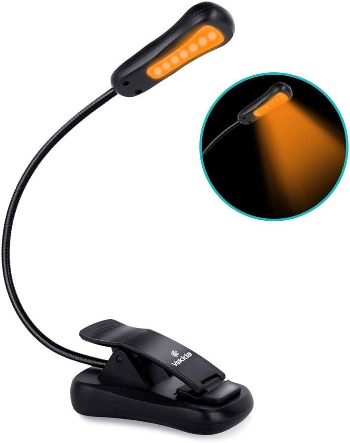 Vekkia Amber Rechargeable 7 Led Eye-Care Book Light,Blue Light Blocking Reading Light,3 Levels,1600K for Strain-Free, Healthy Eyes.Up to 70 Hours Reading.Perfect Gift for Bookworms.: Home Improvement