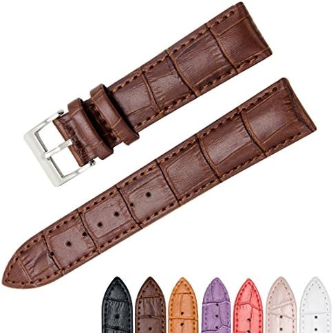 Watch Band , Watch replacement , Watch Strap CeLover Genuine Leather 22mm Watchbands Metal Stainless Steel Adapter Quick Release Watchband with Pins Clasp for men and women Width(18mm 20mm 22mm) Brown