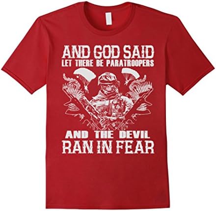 Men's God said let there be Paratroopers - The Devil ran in Fear XL Cranberry