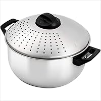 Ovente 4.8 Quart Stovetop Stainless Steel Pasta Pot with Strainer Lid & Locking Feature, Easy Storage and Pour Safe with…