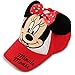 Disney Minnie Mouse Ears Baseball Hat for Girls Size 4-7 Kids Cap, Red, Toddler Age 2-4