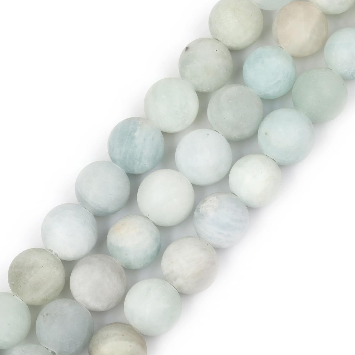 SHGbeads Matte Blue Aquamarine Gemstone Semi Precious Round 10mm Loose Beads for Jewellery Making DIY Bracelet Necklace Crafts 15'' Big Hole 1.5mm-2mm