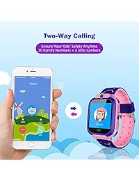 Reloj inteligente para niños y niñas, reloj digital con botón de SOS antipérdida, reloj GPS inteligente, gran regalo para niños, podómetro, reloj inteligente de pulsera para iOS Android (rosa)