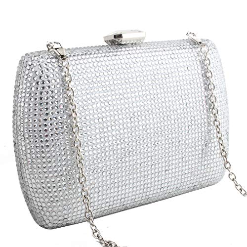 LETODE Sparkling Crystal Evening Clutches Women Evening Handbags Wedding Clutch Bag For Dance Party bag Clutches Purse (SILVER)
