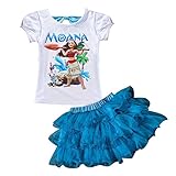AOVCLKID Moana Little Girls' 2Pcs Suit Cartoon Shirt and Skirt Set