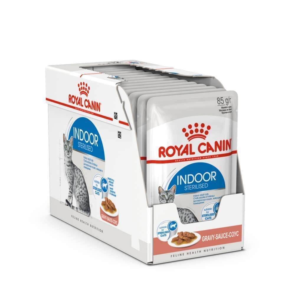 Royal Canin Sterilised Indoor in Gravy Adult Cat Wet Pouches 85g (Pack of 12)
