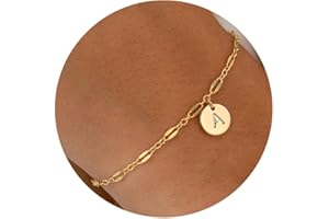 IEFWELL Gold Initial Bracelets for Women Girls - 16K Gold Plated Dainty Initial Bracelet Personalized 26 Alphabet Coin Disc Monogram Bracelet Charm Bracelets for Women Jewely Gifts for Women Teen Girls