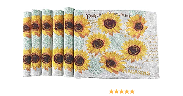 Fall Sunflower Placemats Set of Six (6) Colorful Tapestry Weave Fabric, for  Holiday's, Thanksgiving, Autumn and Fall