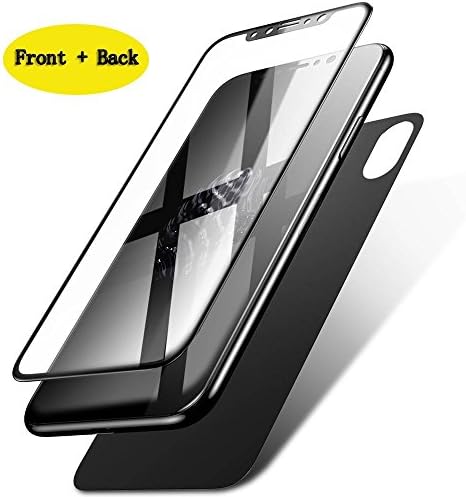 iPhone X Front and Back Tempered Glass Screen Protector 2.5D, DIGI4U iPhone X Ultra-thin Touch Accurate Anti-Scratch Screen Protector for iPhone X (Black)