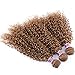 Golden Afro Kinky Curly Synthetic Hair Weave 3 Bundles 16 18 20 Inches Color 27 Heat Resistant Fiber Hair Extensions
