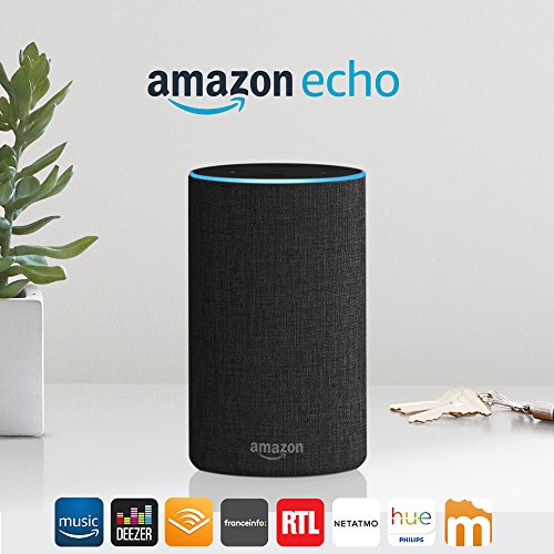 Amazon Echo (2ème génération), Enceinte connectée avec Alexa, Tissu anthracite