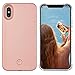 iPhone X Case, Wellerly LED Illuminated Selfie Light Cell Phone Case Cover [Rechargeable] Light Up Luminous Selfie Flashlight Case for iPhone X 5.8inch (Rose Gold)