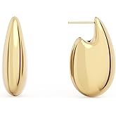 Mesurely 14K Gold Plated Chunky Gold Hoop Earrings, Lightweight Hollow Open Teardrop Earring Trendy Jewelry Gifts for Women, Hypoallergenic