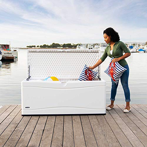 Lifetime 60348 Marine Dock, 130 Gallon Deck Box, Arctic White on