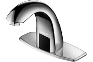 CDLODIN Chorme Touchless Bathroom Vanity Faucet, Automatic Sensor Modern Sink Faucets with Hole Cover Plate, Commercial Hands Free Faucet Stainless Steel, Motion Sensor Faucet