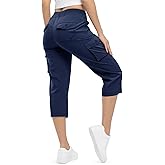 TBMPOY Womens Cargo Capris Lightweight Hiking Pants 6 Pockets Quick Dry Casual Outdoor Trip Loose Shorts Cropped Cotton