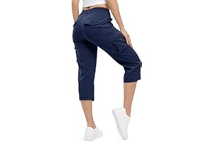 TBMPOY Womens Cargo Capris Lightweight Hiking Pants 6 Pockets Quick Dry Casual Outdoor Trip Loose Shorts Cropped Cotton