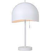 Canarm Henlee Table Lamp 21-Inch Minimalist Matte White Finish with Pull Chain Switches Ideal for Bedroom or Living Room Acce