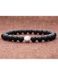 COAI - Pulseras para parejas con piedra de ónix a juego de larga distancia